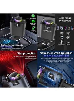 Premium 5-in-1 Car Charger | Star Light & Multi-Function Adapter